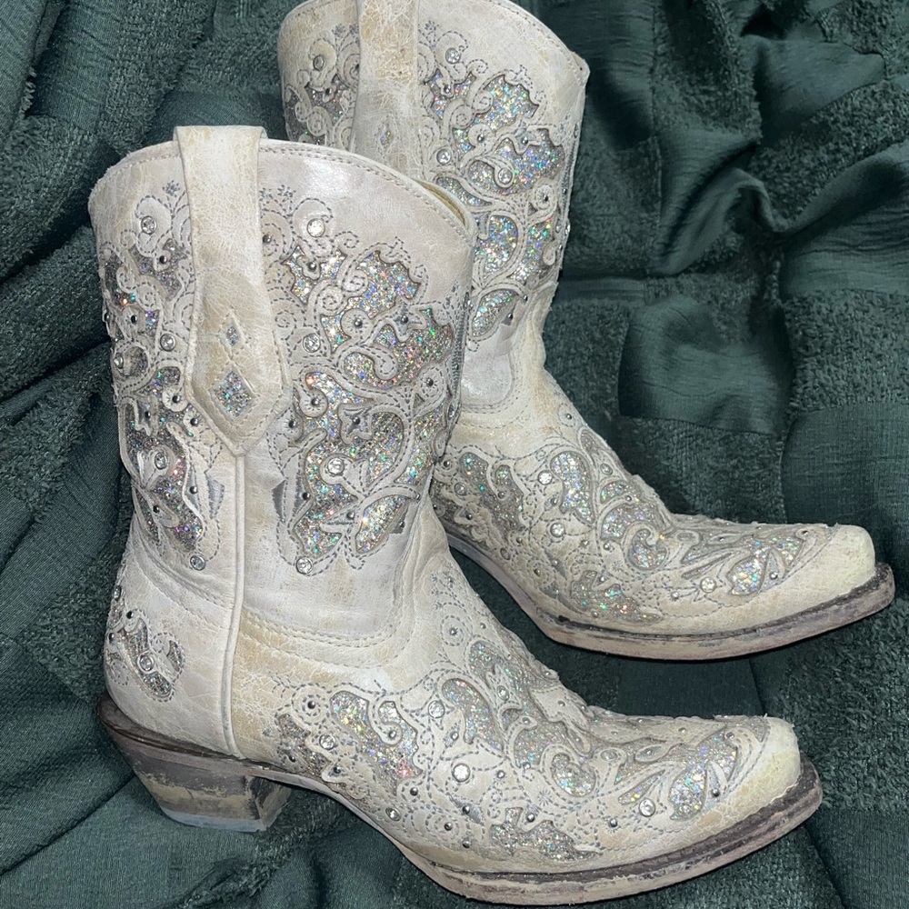 Corral glitter wedding booties
